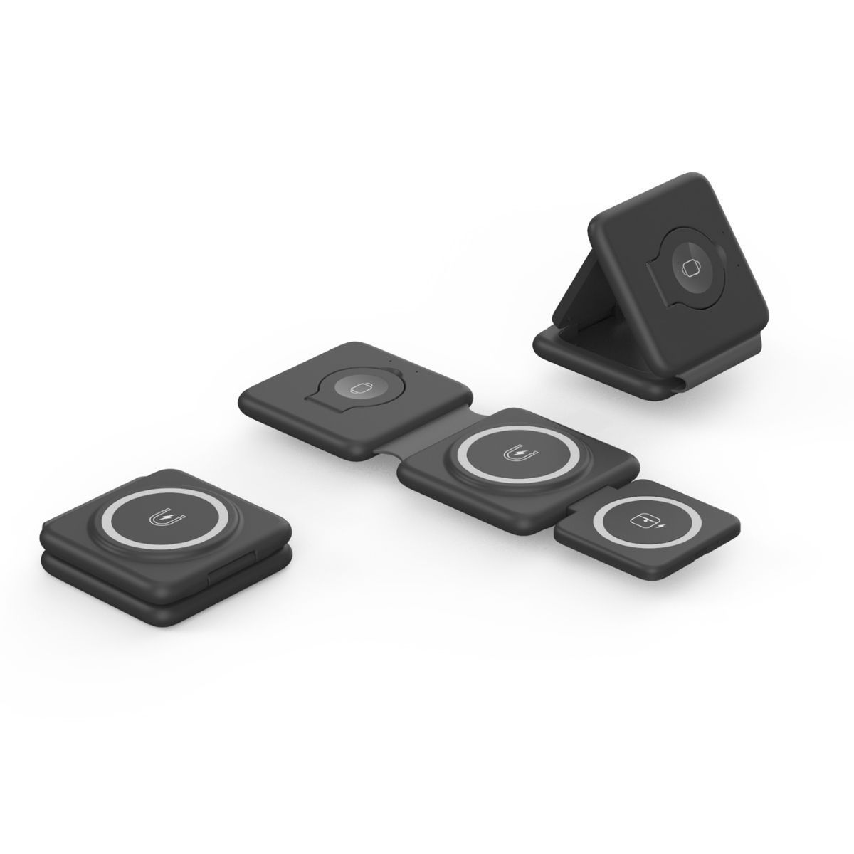 Foldable magnetic 15W wireless charger travel portable multi-function phone three-in-one wireless charger