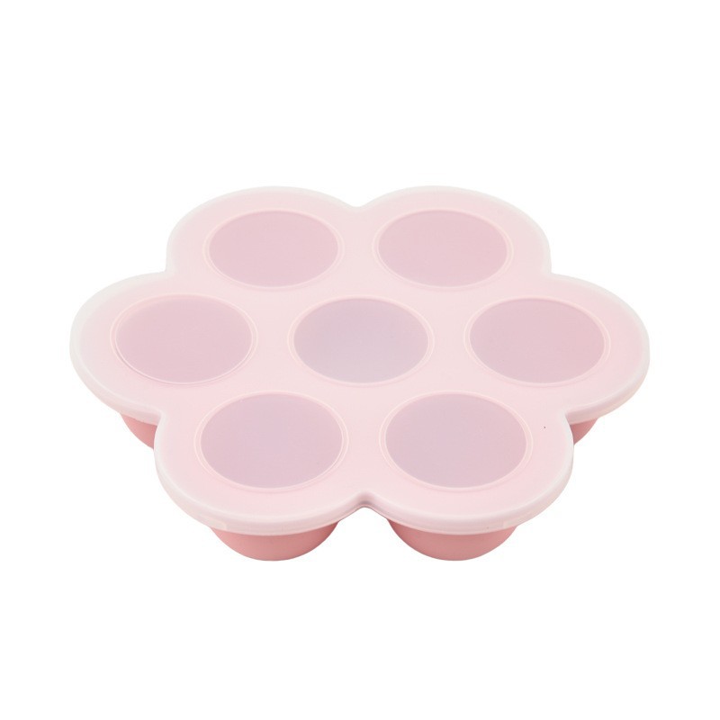 Food-grade silicone 7-hole baby food container with lid, baby food freezer tray, steamable, exclusive supply