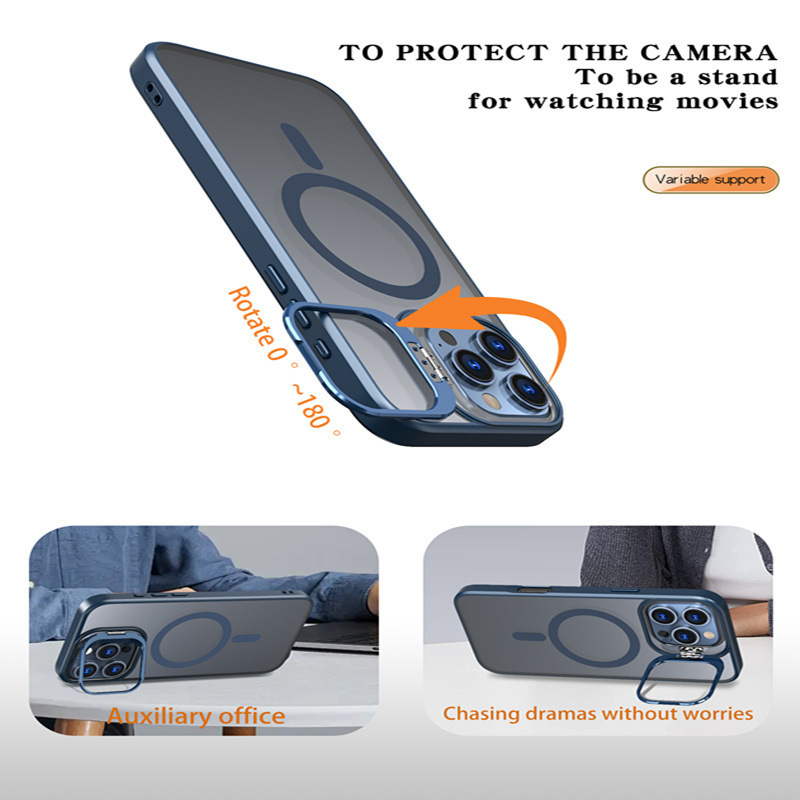 For iPhone17promax Ultra Crystal Armor 17pro Phone Stand Apple 17/16/15/14 Protective Case