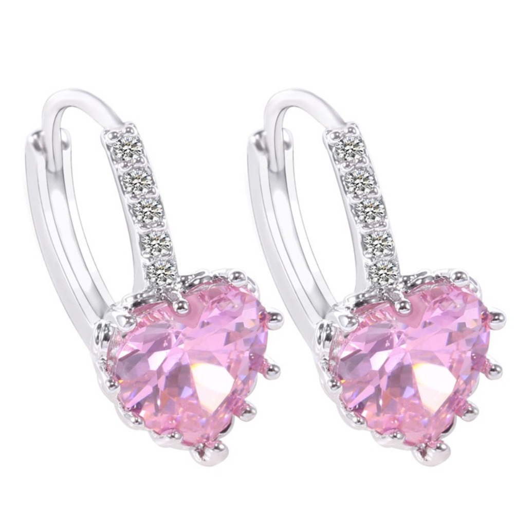 Fairy heart zircon ear clip simple diamond-like earring ear jewelry