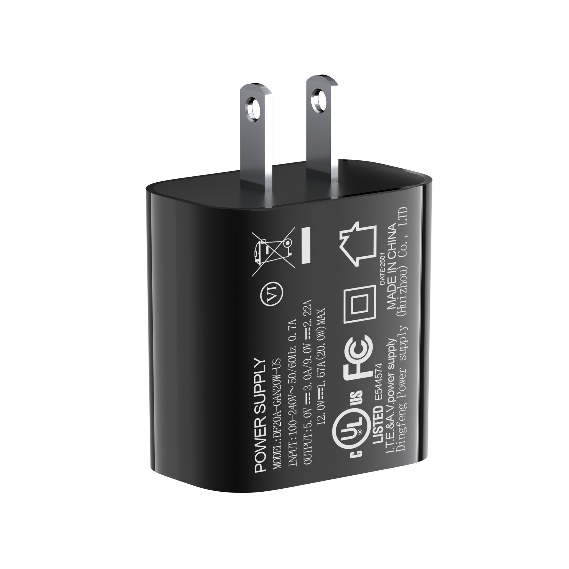 UL certified PD20W charger compatible with iPhone Apple phone fast charging head US plug GaN charging head