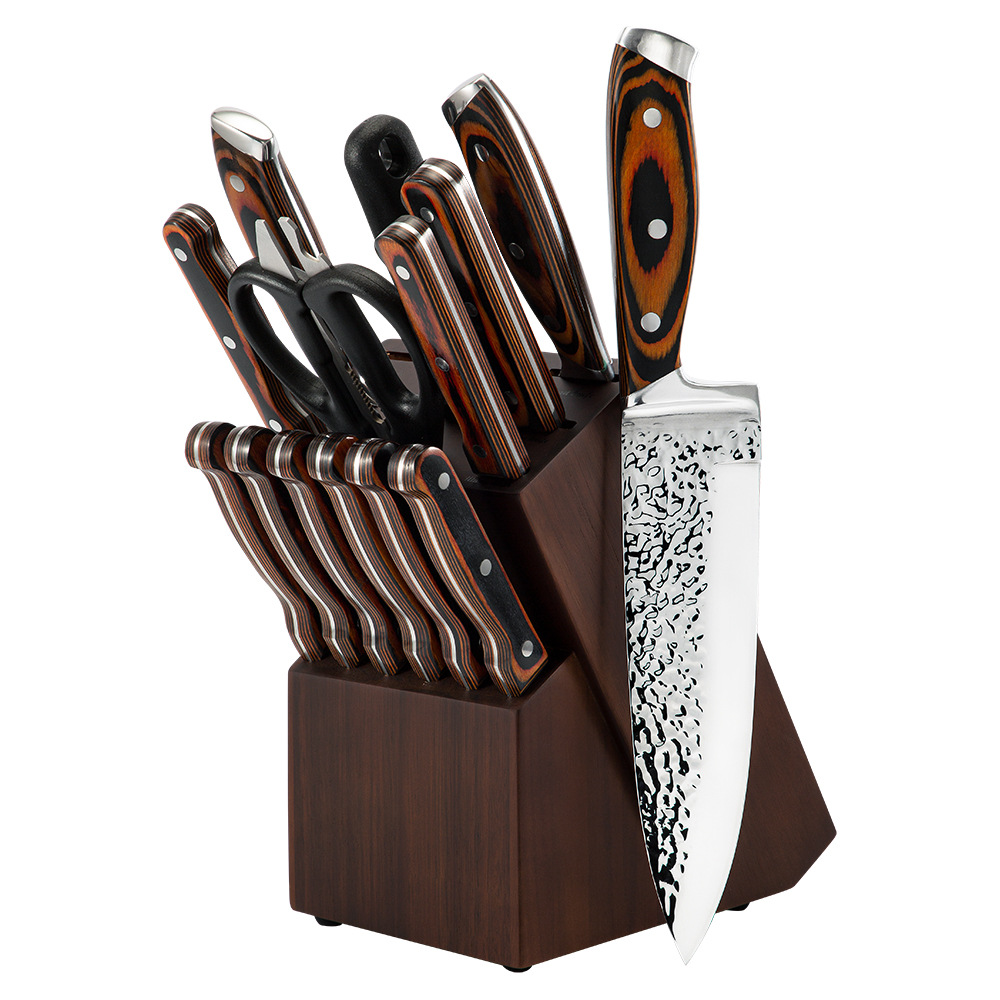 Knife Set Household Stainless Steel Chef Knife 15-Piece Set Knife Combination Forged Steel Head Knife Kitchen Knife