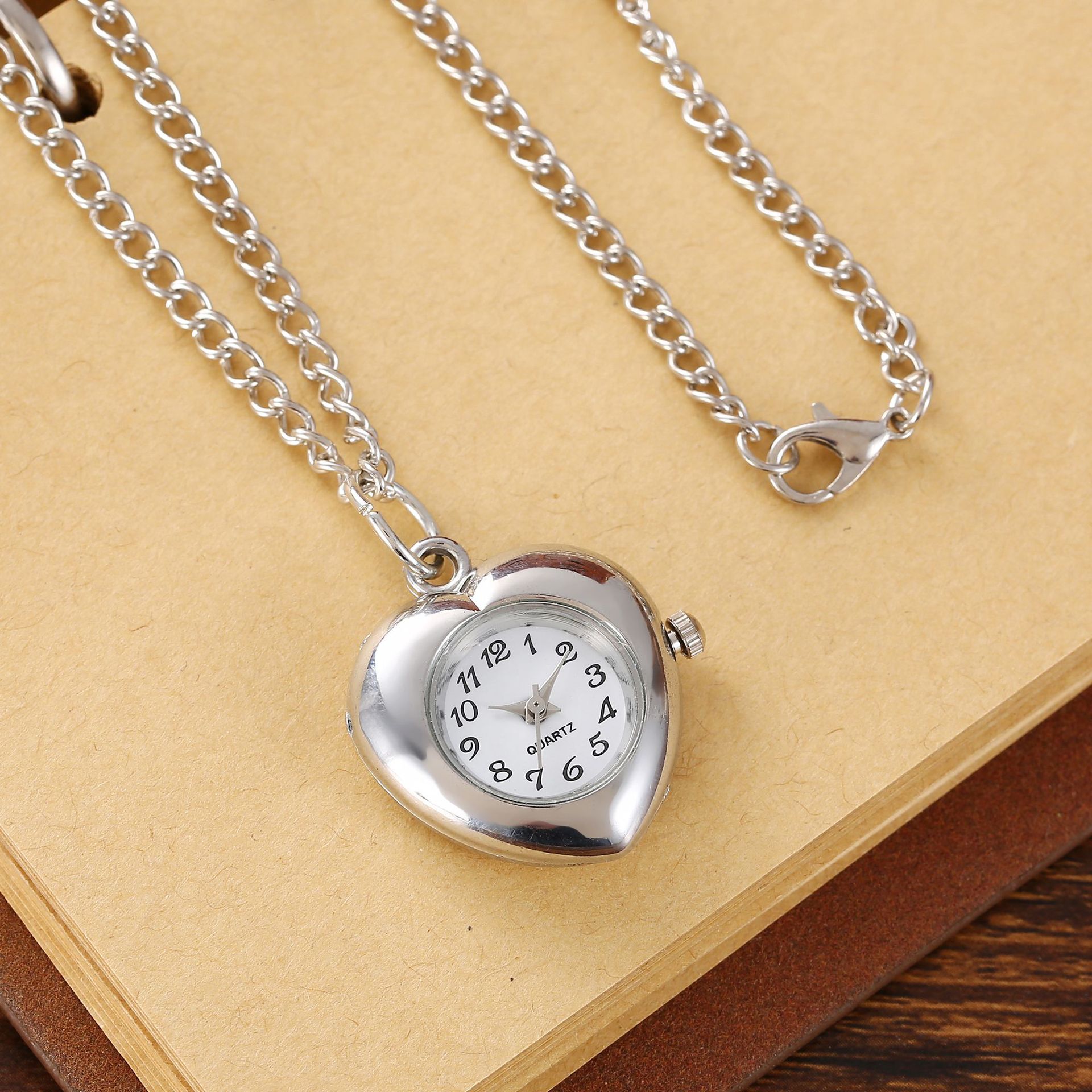 Accessory-feel love heart clock pendant necklace chain style women's necklace hanging watch student watch