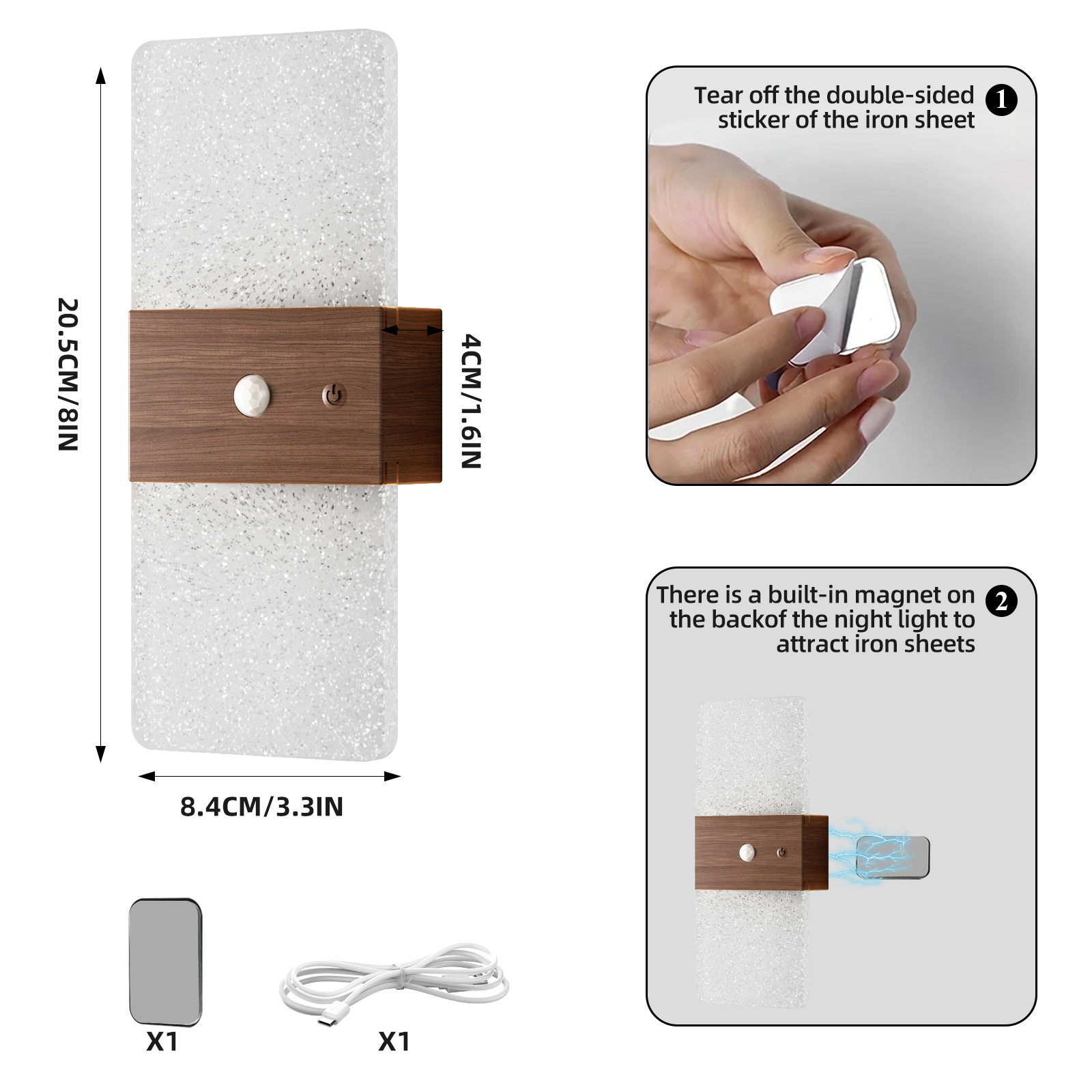 LED Human Body Induction Atmosphere Night Light Charging Magnetic No Wiring Acrylic Decorative Wall Light Smart Induction