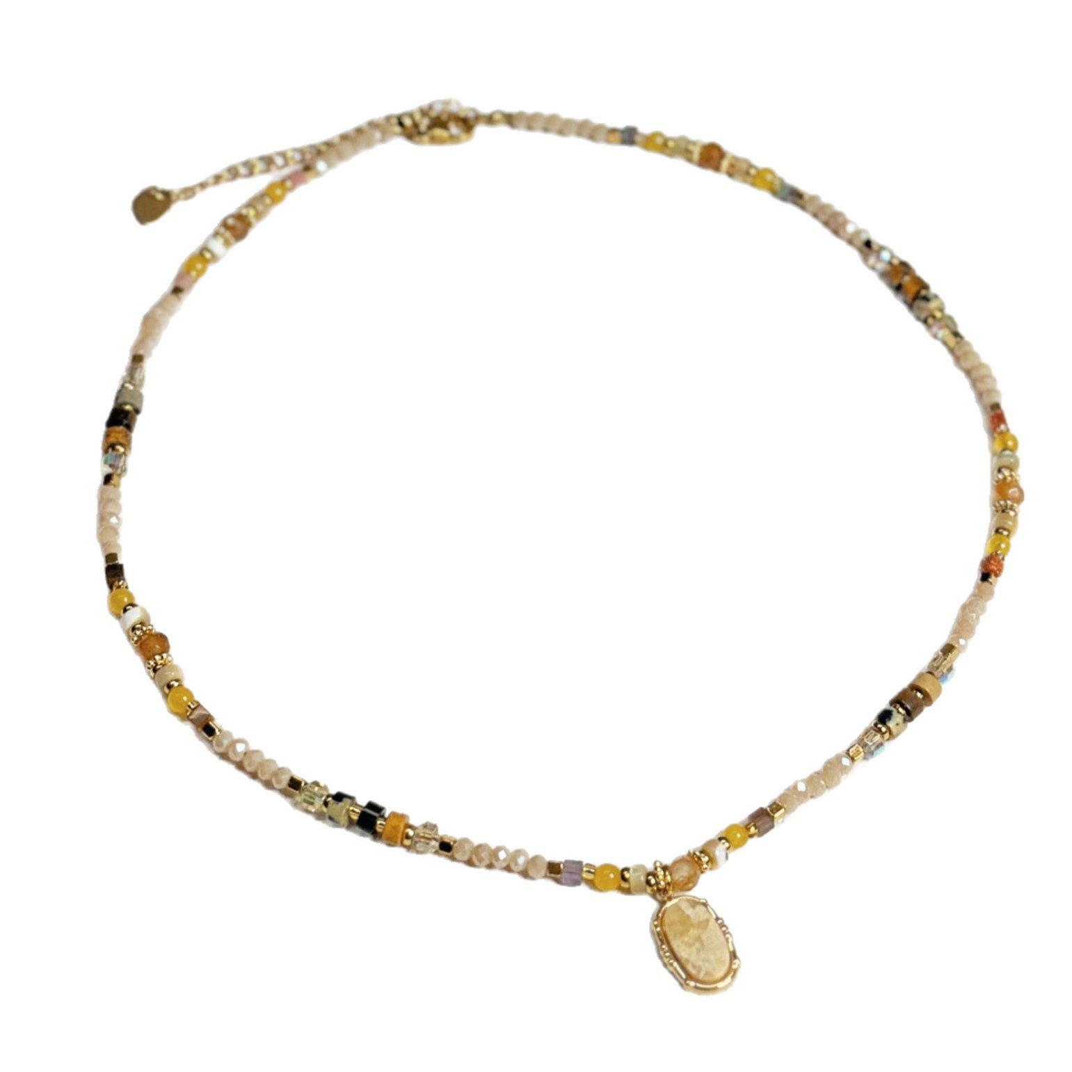 Natural Stone Beaded Pendant Necklace Women New Collarbone Chain Necklace