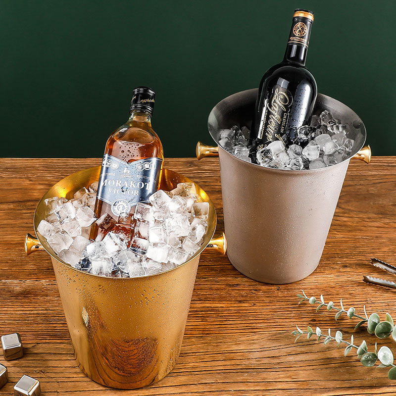 Stainless steel European-style ice bucket bar party KTV champagne bucket ice bucket red wine bucket ice bucket stand