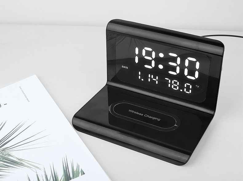 Desktop alarm clock wireless charger multi-function charger clock function three-in-one clock wireless charger