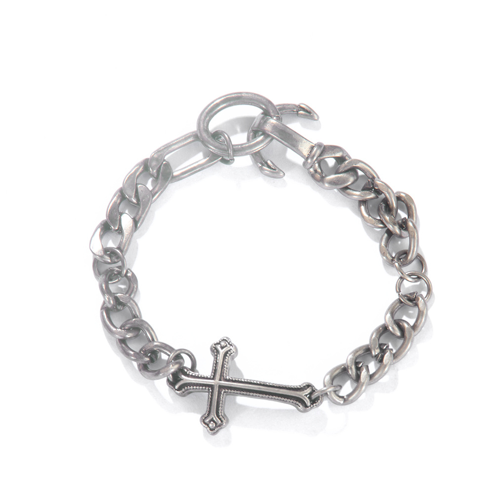 Hip-hop Element Bracelet Men's Cross Cuban Bracelet Vintage Metal Bracelet Men