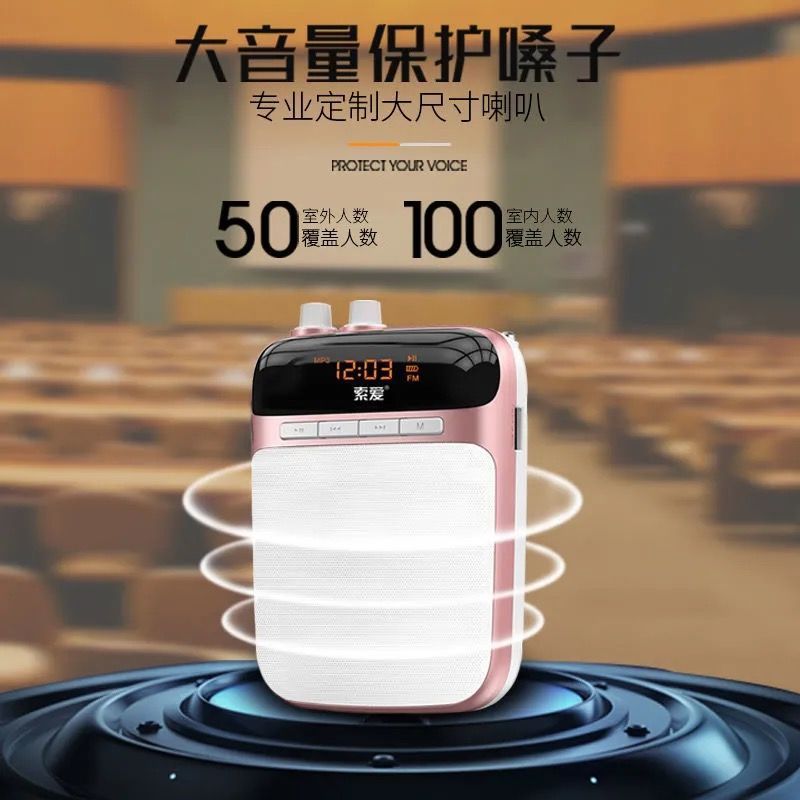 SOAIY S318 Mini Amplifier for Teachers Wireless Headset Microphone Teaching Lecture Loud Speaker