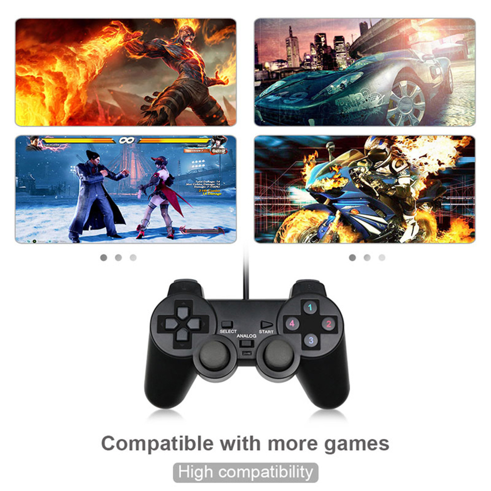 USB Wired Game Controller with Vibration Motor PC Computer Controller Single Player with Vibration