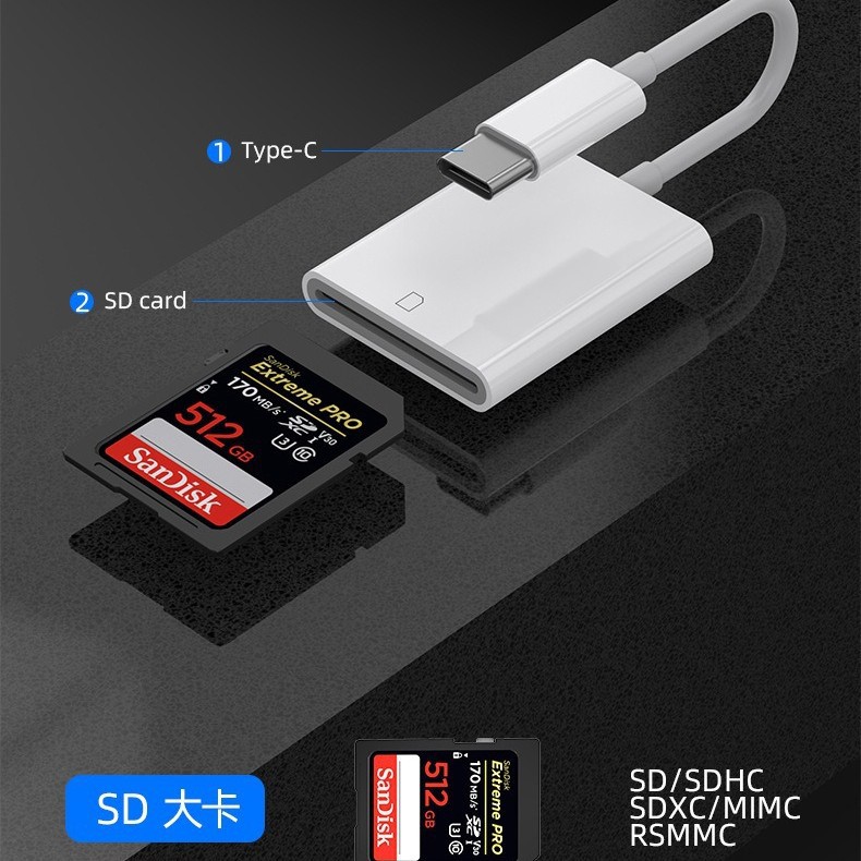 Apple iPhone Lightning Adapter TF SD 2-in-1 Card Reader Type-C OTG Chinese Style