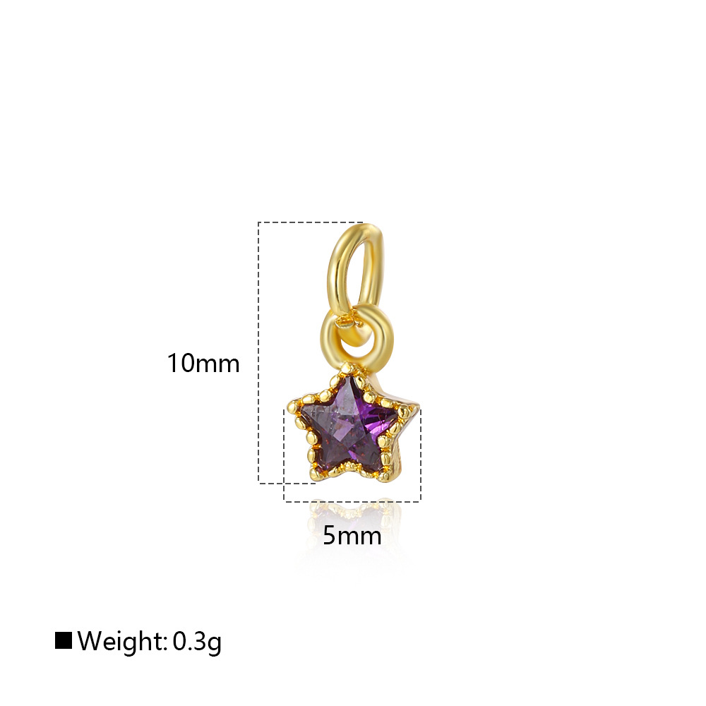 Copper plated niche fine zircon star & five-pointed star pendant DIY bracelet necklace jewelry accessories materials production