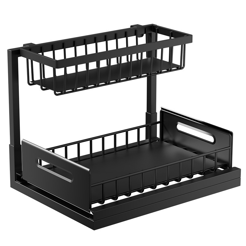 Multifunctional kitchen cabinet sink organizer rack countertop seasoning bottle storage rack pull-out drawer basket storage rack