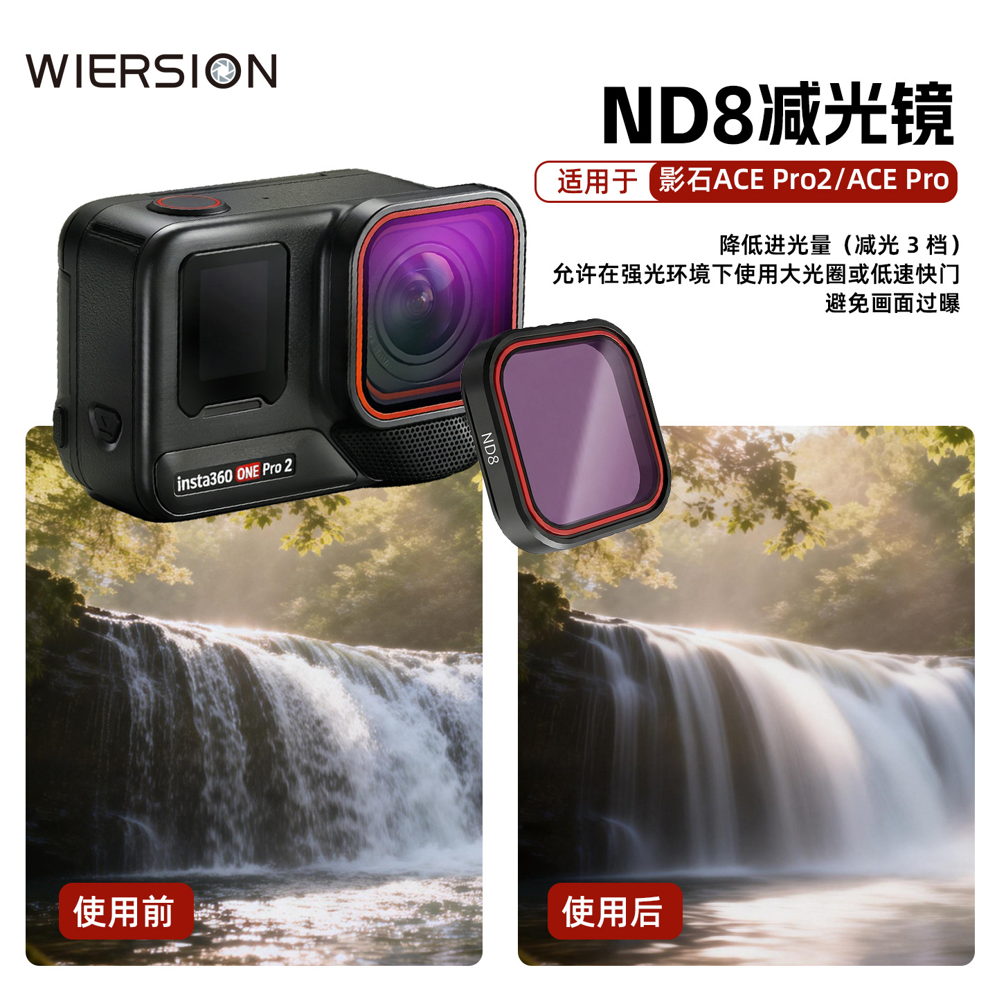 WIERSION Wilson Insta360 Ace Pro 2/Ace Pro ND16 UV Black Mist Filter Action Camera Accessories