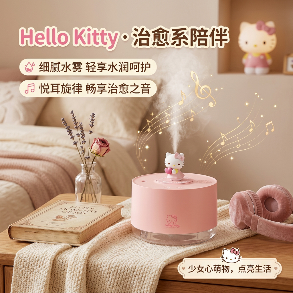 Sanrio Hello Kitty Bluetooth Humidifier Aromatherapy Mini Cute Office Home Desktop Hydrating Spray