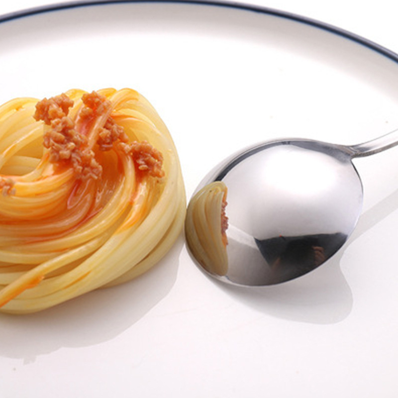 No. 3 Round Stainless Steel Spoon Thickened Chinese and Western Cuisine Round Head Dessert Spoon Student