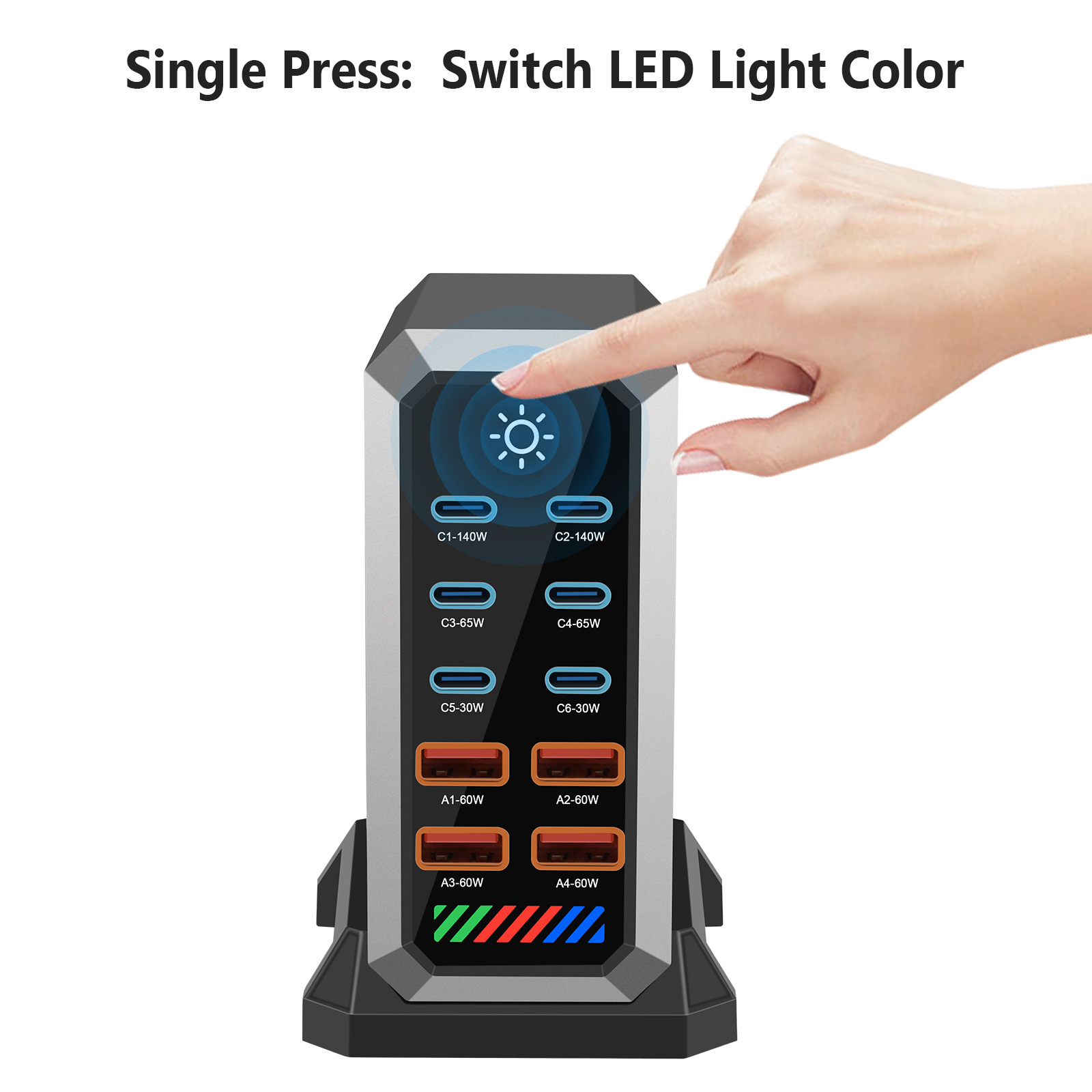 Multi-port USB charger GaN charging hub charging head multi-port fast charging 660W high power desktop charging station