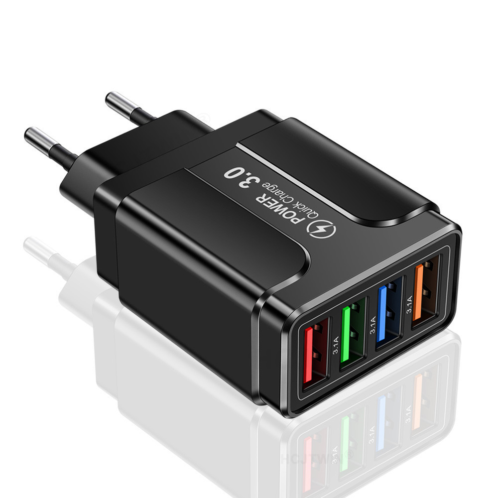 Glowing Multi-Port 3.1A Butterfly 4USB Phone Charger Travel Charger Charging Head US EU UK Charger