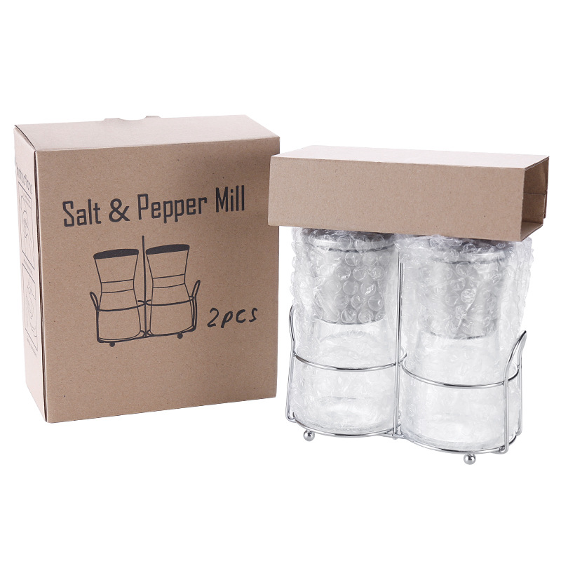 304 stainless steel pepper grinder household Sichuan pepper sea salt grinding bottle glass seasoning bottle manual grinder