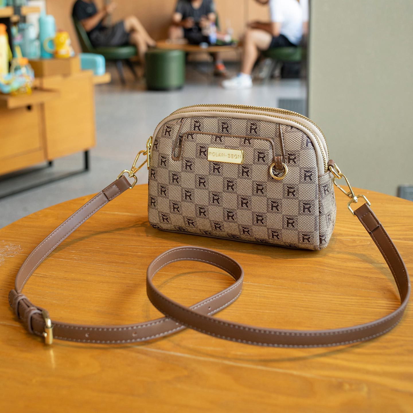 New checkerboard women's bag 2026 women's crossbody bag live streaming print texture bag