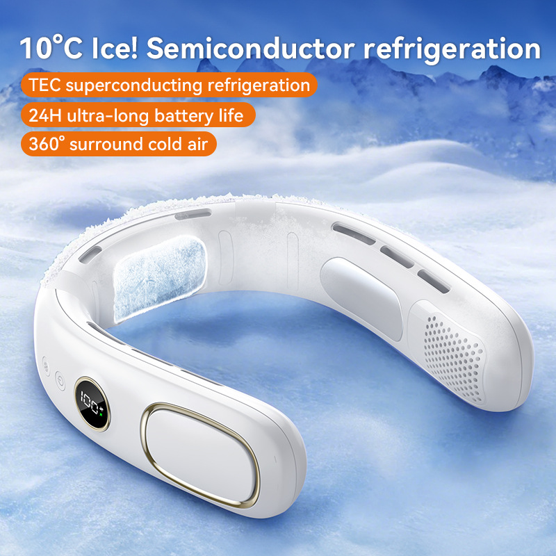 2026 new semiconductor cooling neck fan usb charging portable lazy outdoor neck small fan