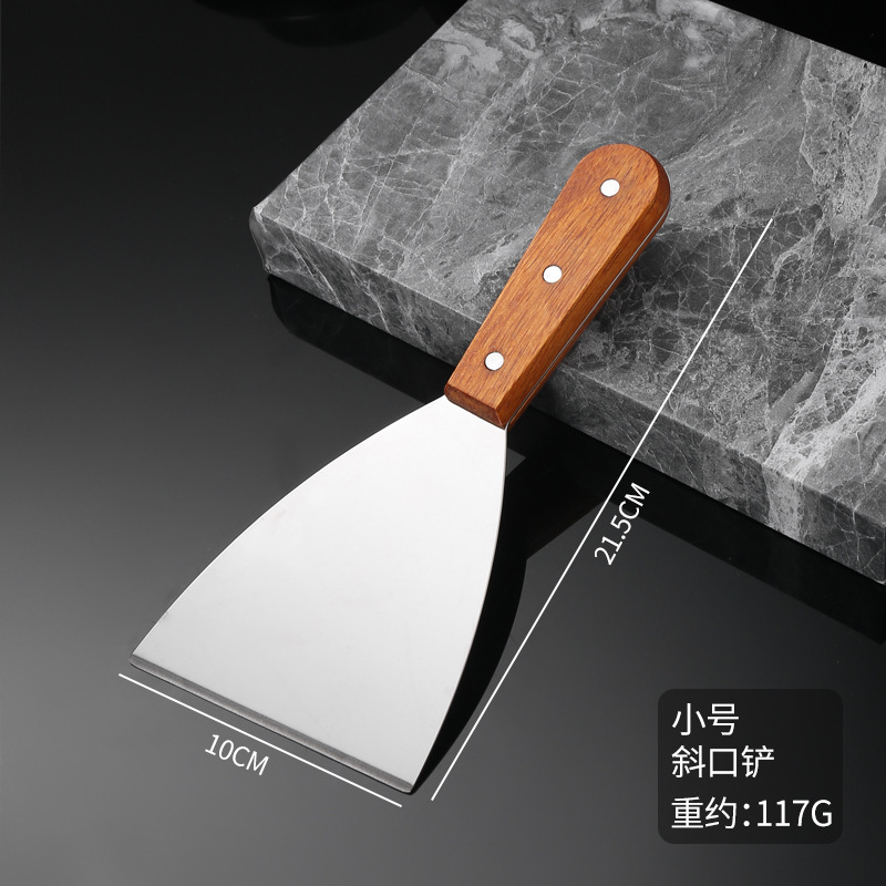 Stainless steel teppanyaki frying spatula thickened steak cooking spatula hand-grasping cake tool spatula pancake pizza baking knife