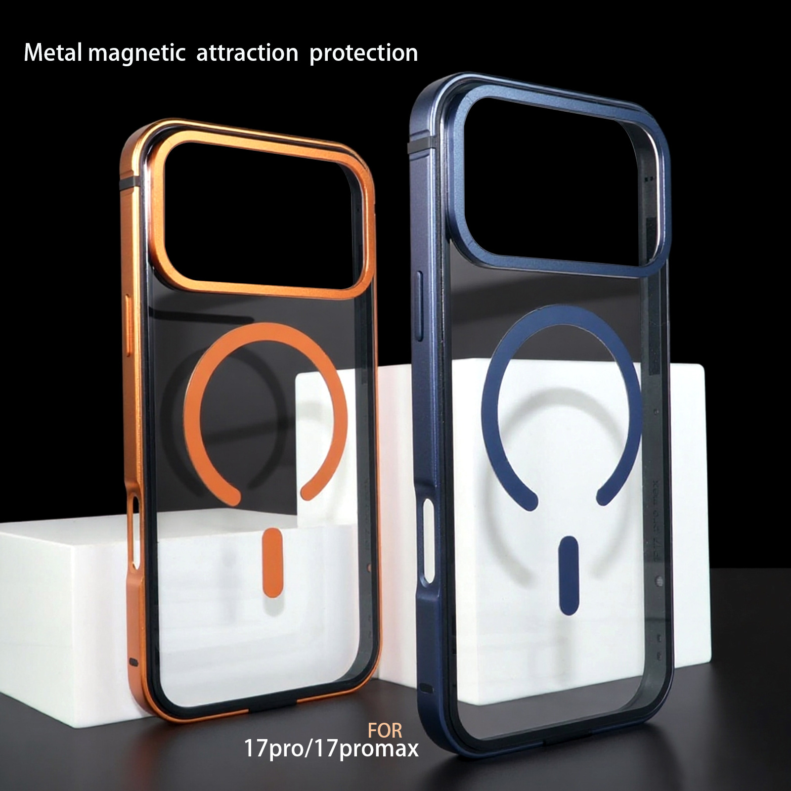 Magnetic Phone Case for iPhone 17 Pro Max Transparent Case with Metal Frame Anti-drop