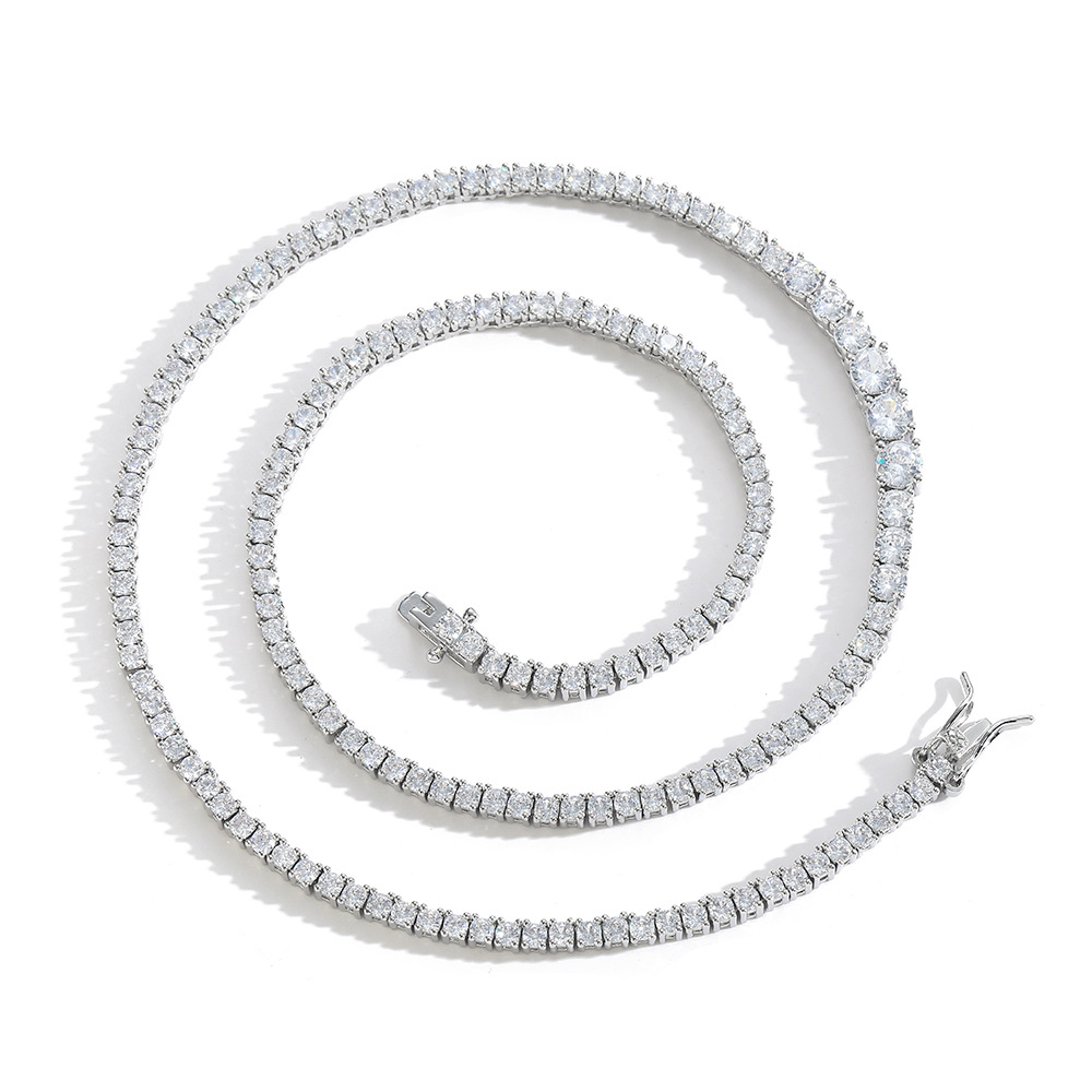 Gradual size zircon tennis necklace new chain hip-hop multi-size men's women's neck accessory