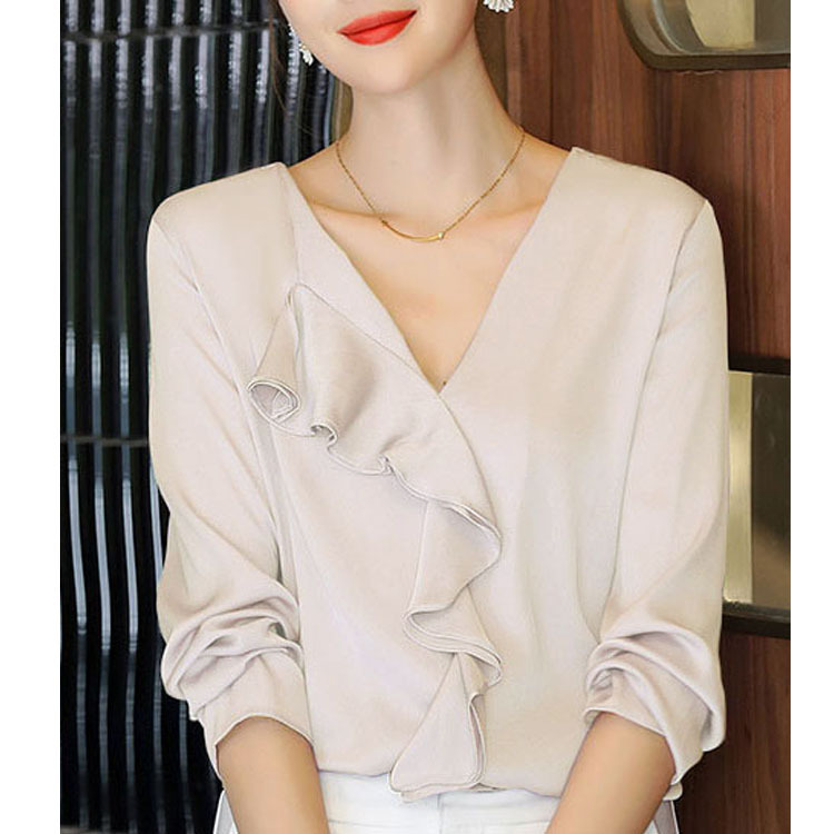 2026 Early Autumn New S536 Heavyweight Silk Shirt Women Ruffle Mulberry Silk Top