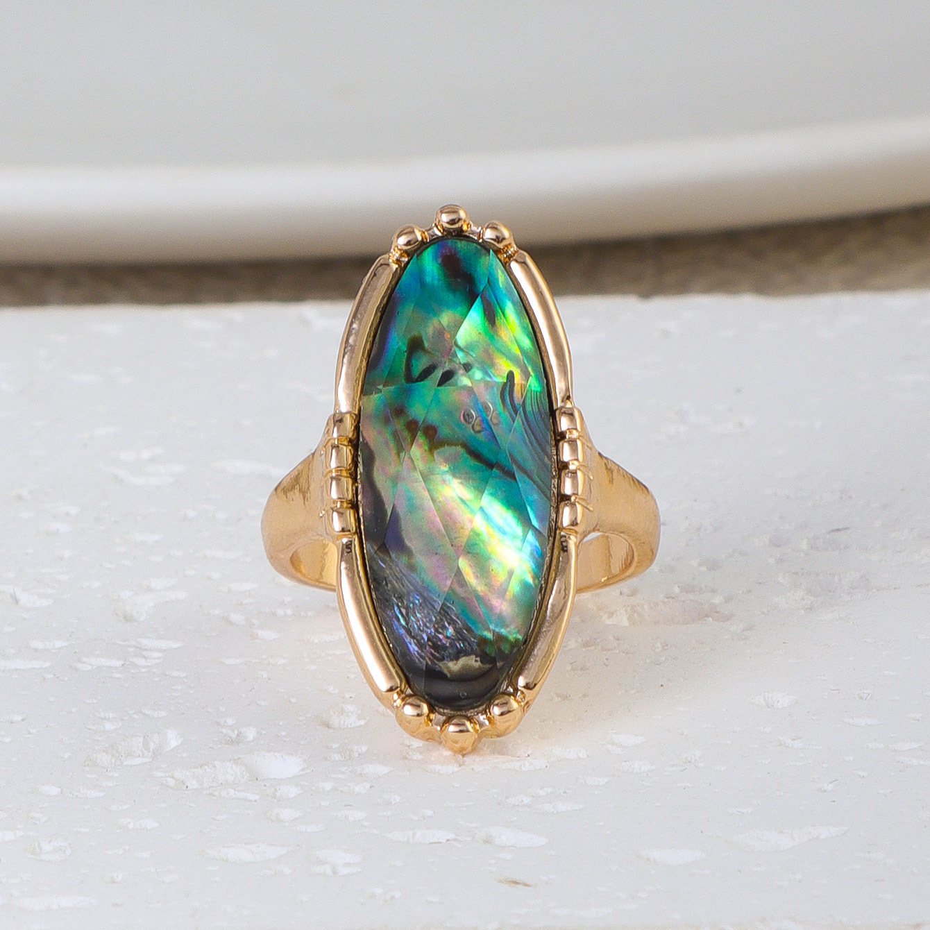 Design Development Wind Accessories Faceted Abalone Shell Exquisite Simple Ring Women