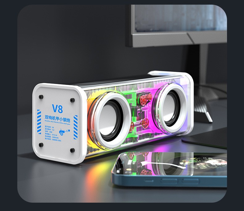 Wireless mini Bluetooth speaker transparent mecha subwoofer dual speaker home portable outdoor bass speaker