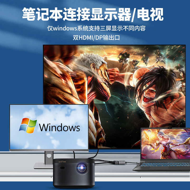 DP to dual HDMI splitter multi-screen different display splitter one-to-two three-screen docking station dual DP docking station