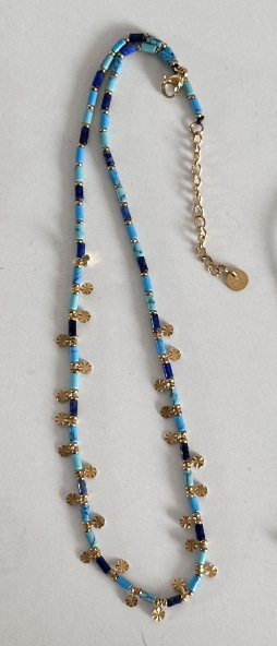 301 South France Workshop Handmade Lapis Lazuli Green Turquoise Artificial Beaded Necklace All Hard Material Delicate Detail