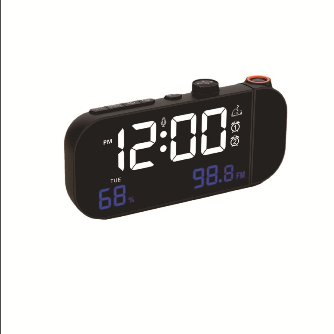 New Electronic Alarm Clock with Projection, Bedside Lighting, FM Radio, Digital Projection Clock