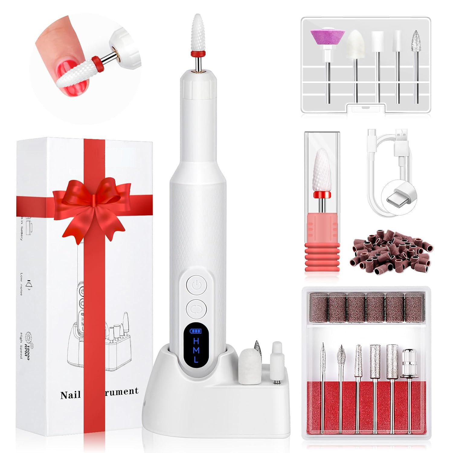 Electric Nail Drill for Manicure and Pedicure, Small Electric Polishing and Nail File Tool for Professional Use