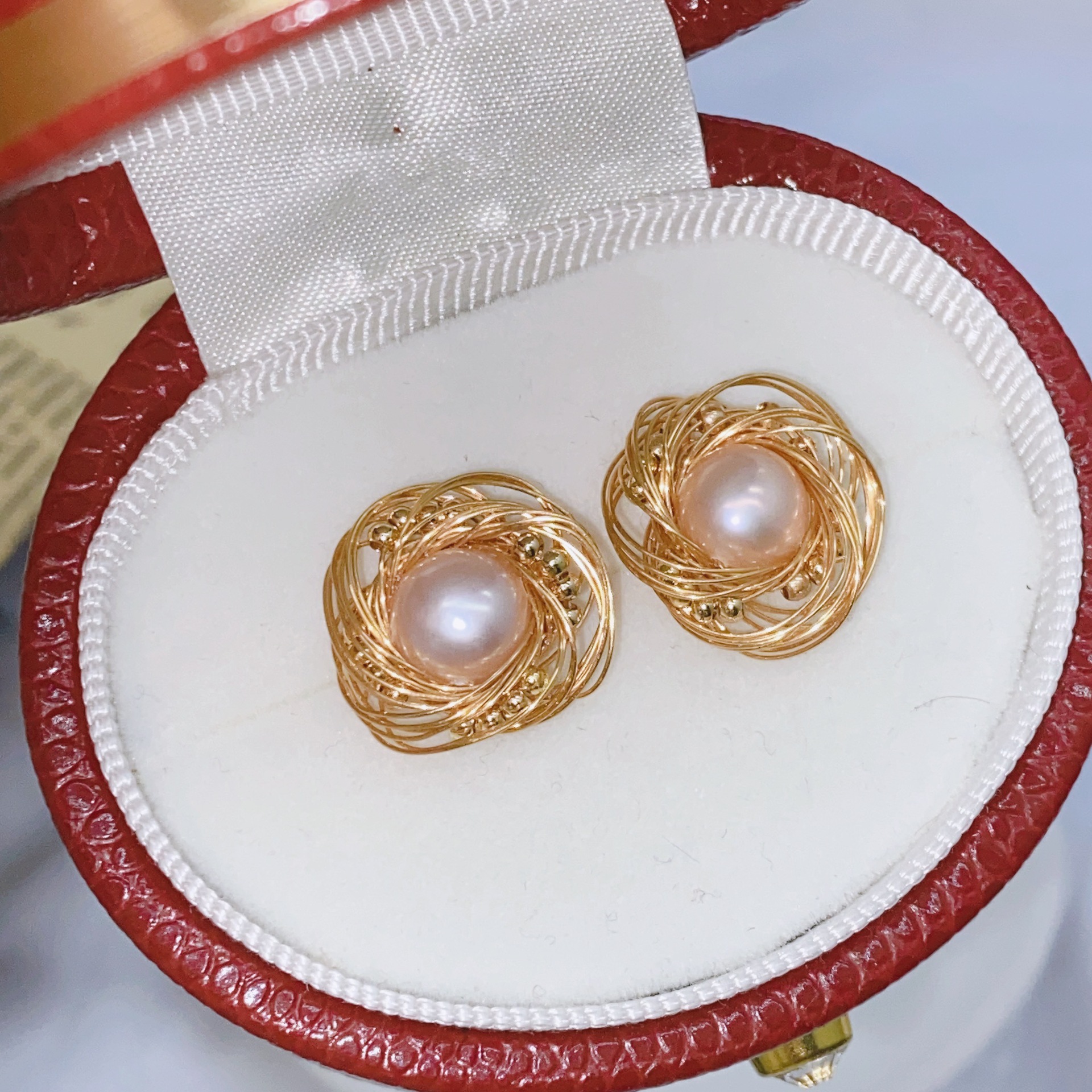 Handmade Natural Freshwater Suzhou Bread Pearl 925 Needle Copper Gold-Filled Wire Wrapped Antique Earrings Women