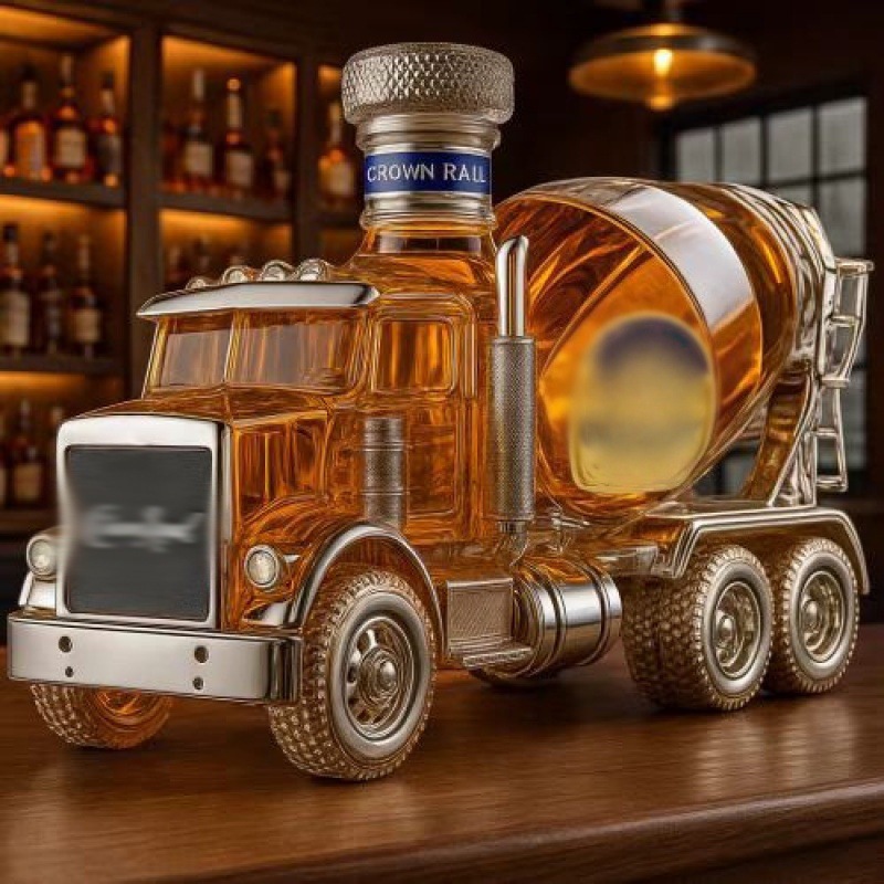 Safe packaging red wine soaking whiskey vodka empty bottle cement mixer truck whiskey bottle