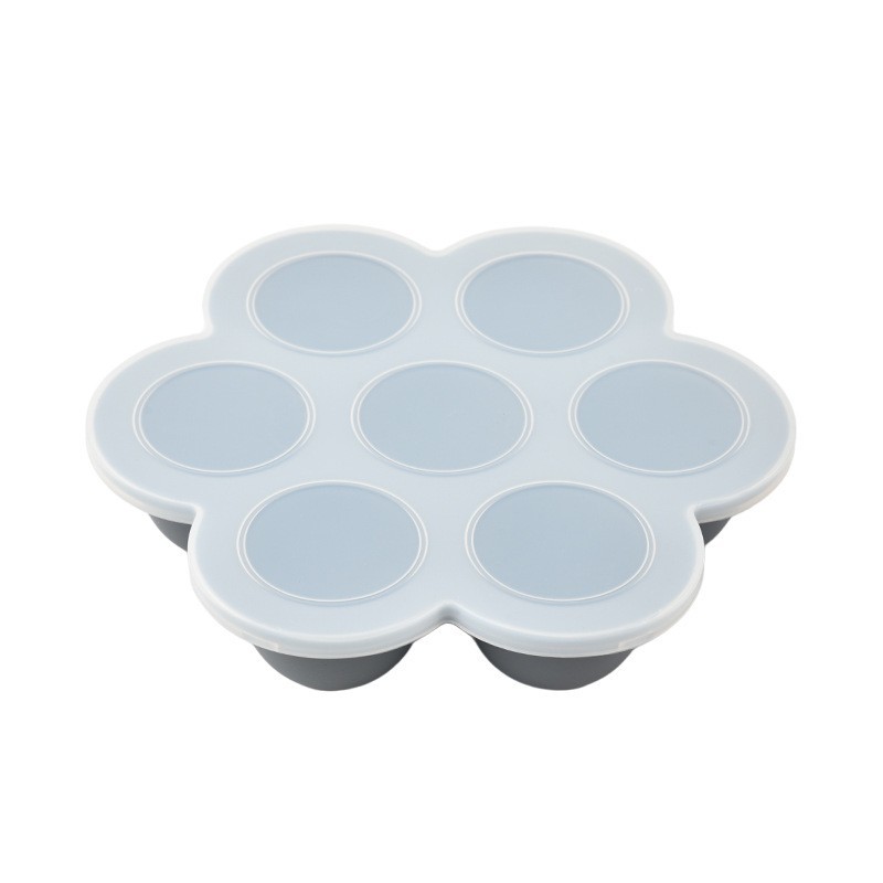 Food-grade silicone 7-hole baby food container with lid, baby food freezer tray, steamable, exclusive supply