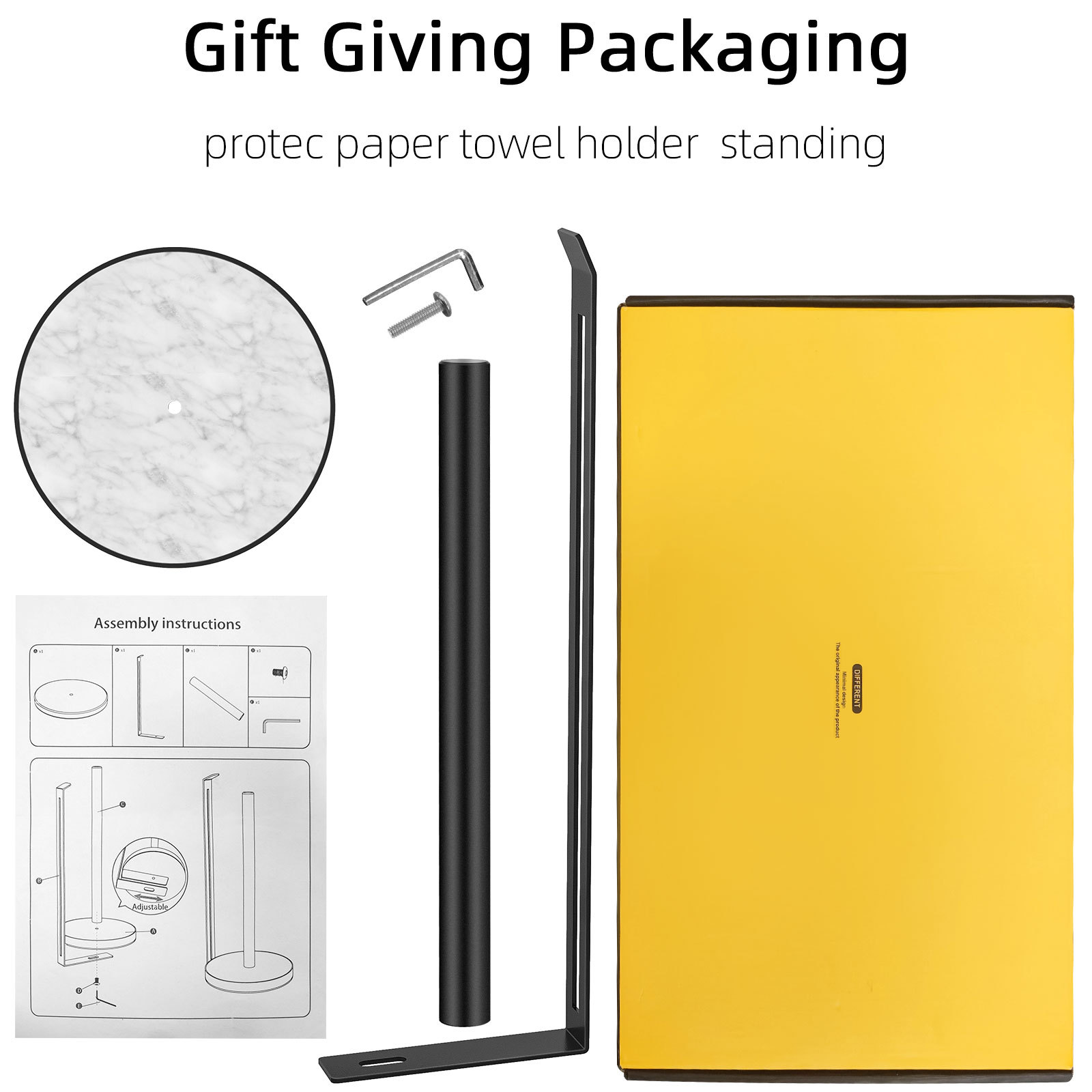 Kitchen paper towel holder marble Nordic stainless steel paper towel holder plastic wrap holder desktop storage rack vertical no-drilling