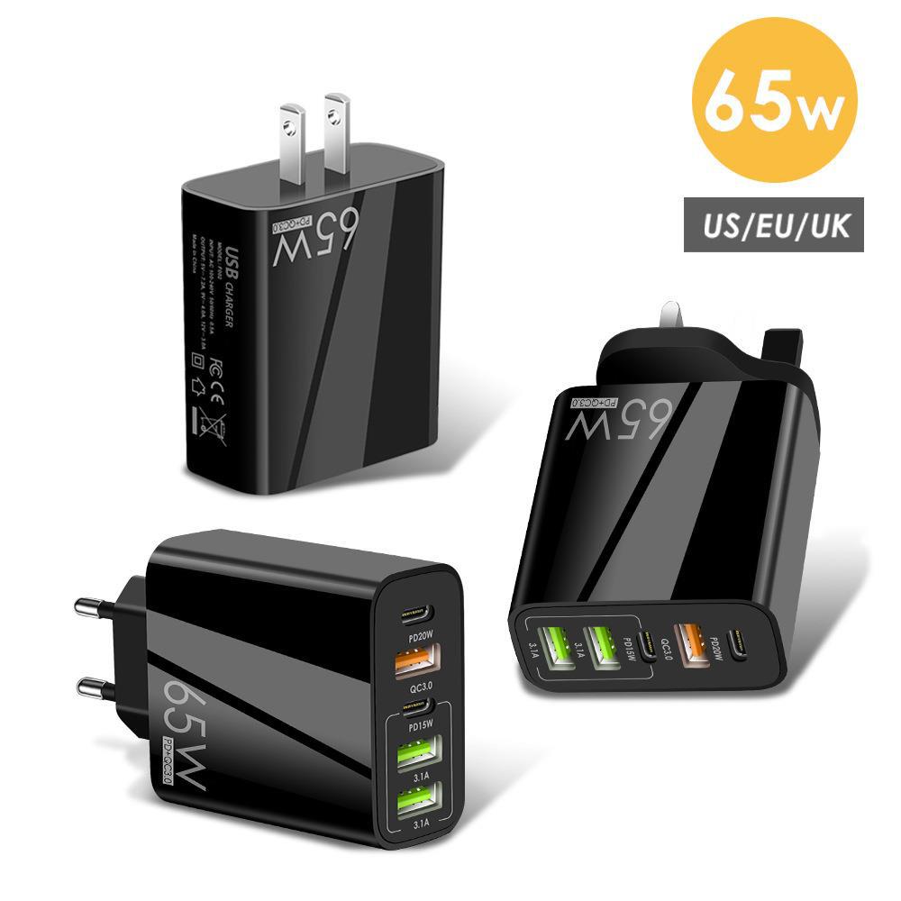 New PD65W Fast Charging Phone Charger 5V3.1A UK Plug PD+3USB Multi-Port Adapter Charging
