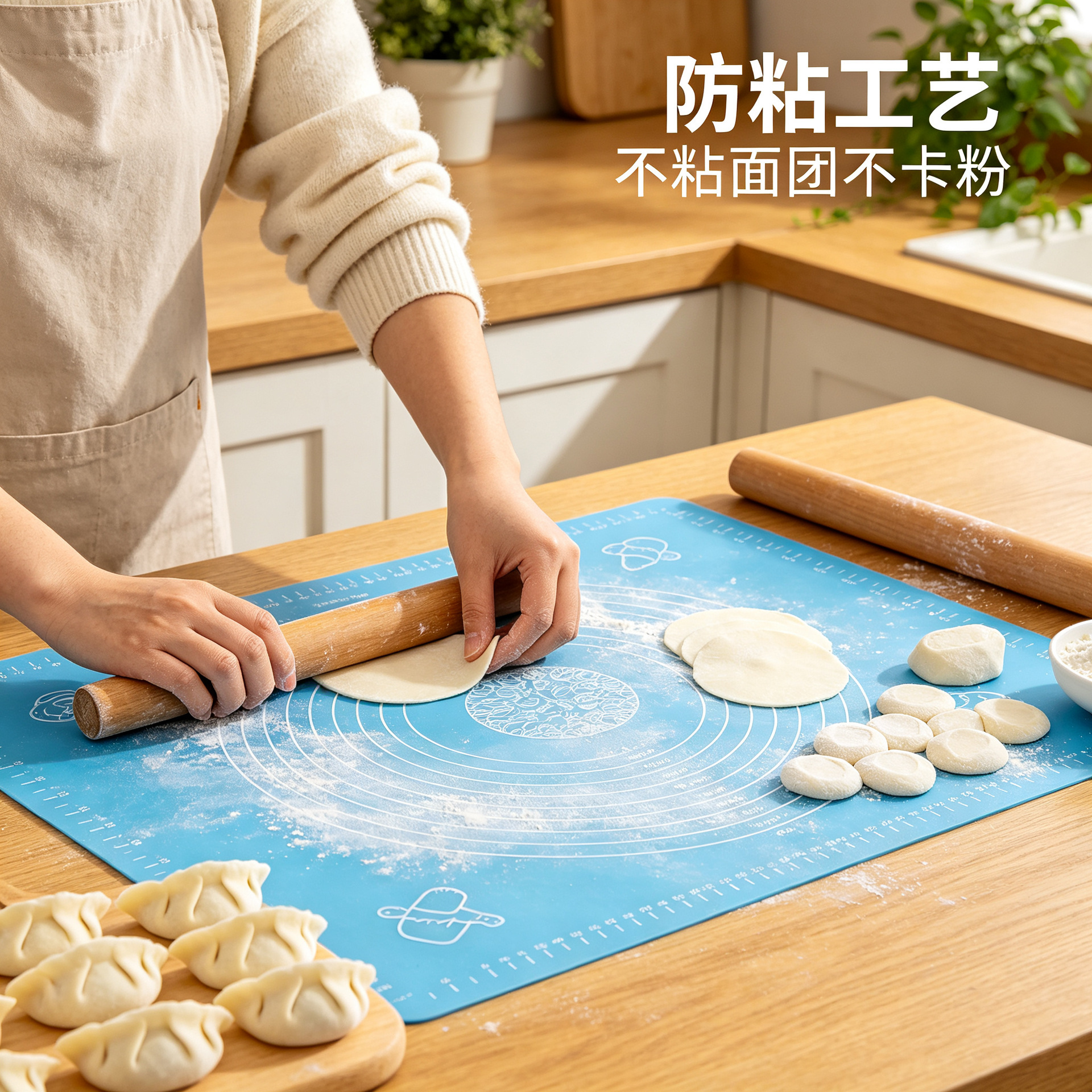 Food-grade silicone kneading mat, thickened non-slip non-stick with scale, home rolling mat
