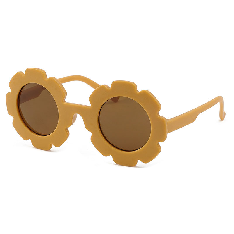 New children's sunglasses, cute sunflower round frame frosted frame children's glasses, sun protection, children's sunglasses
