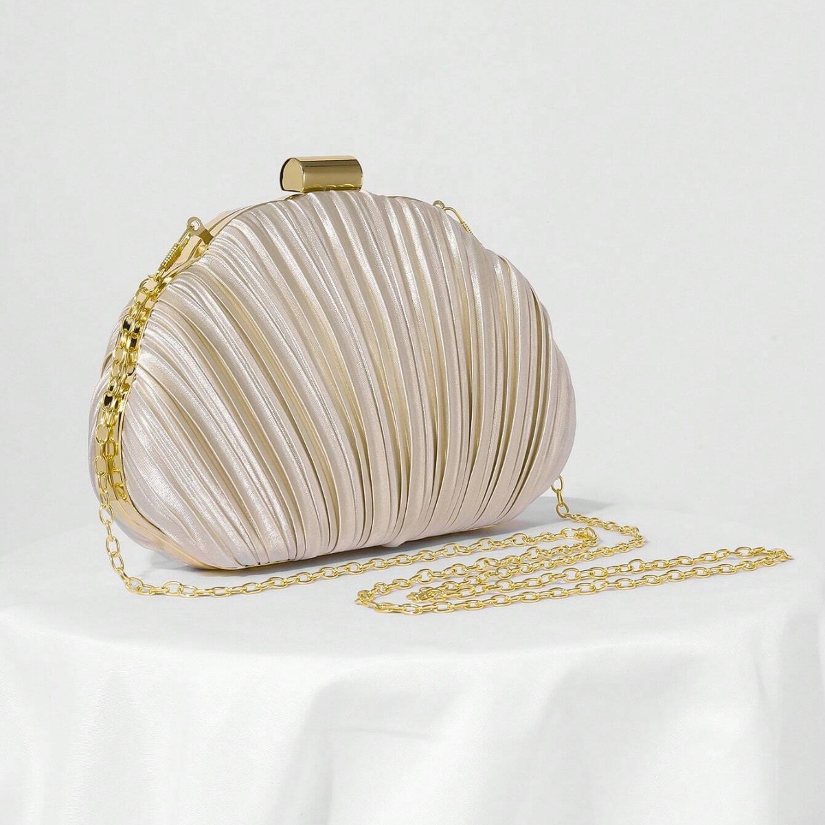 2025 New Shell Evening Bag Pleated Clutch Dress Evening Bag Cheongsam Banquet Bag