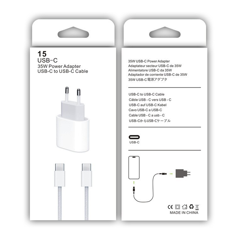 For iPhone15ProMax fast charging braided data cable dual Type-c cable Apple 35W charger PD