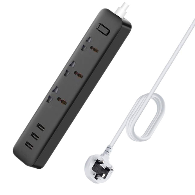 All black new multi-port USB fast charging extension cord universal international socket mobile phone charging extension power strip