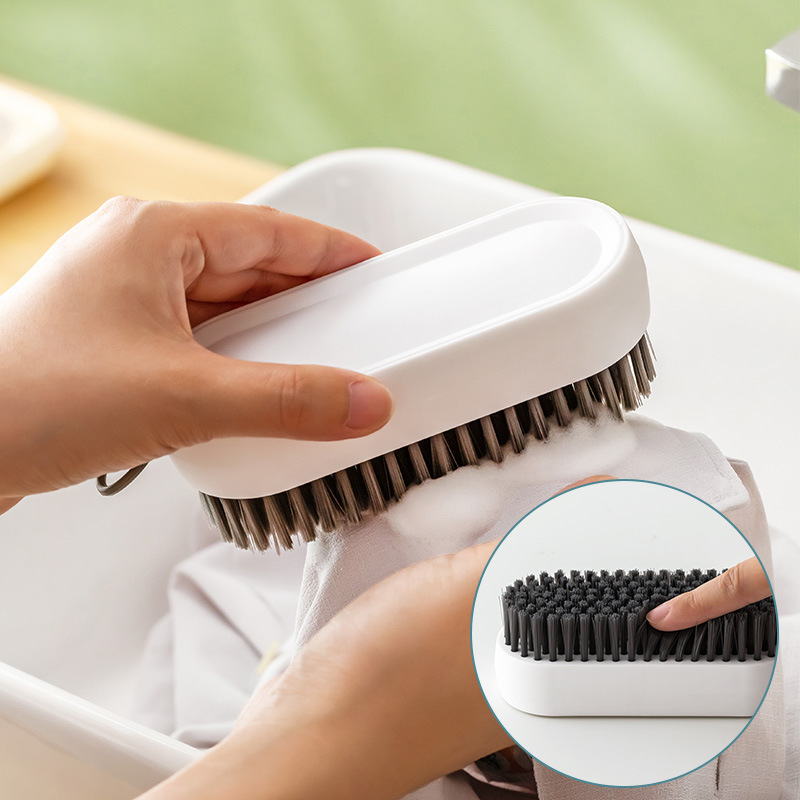 Thickened fine-wire long-handle shoe brush, hangable plastic multi-functional cleaning laundry brush, non-damaging soft-bristle small brush