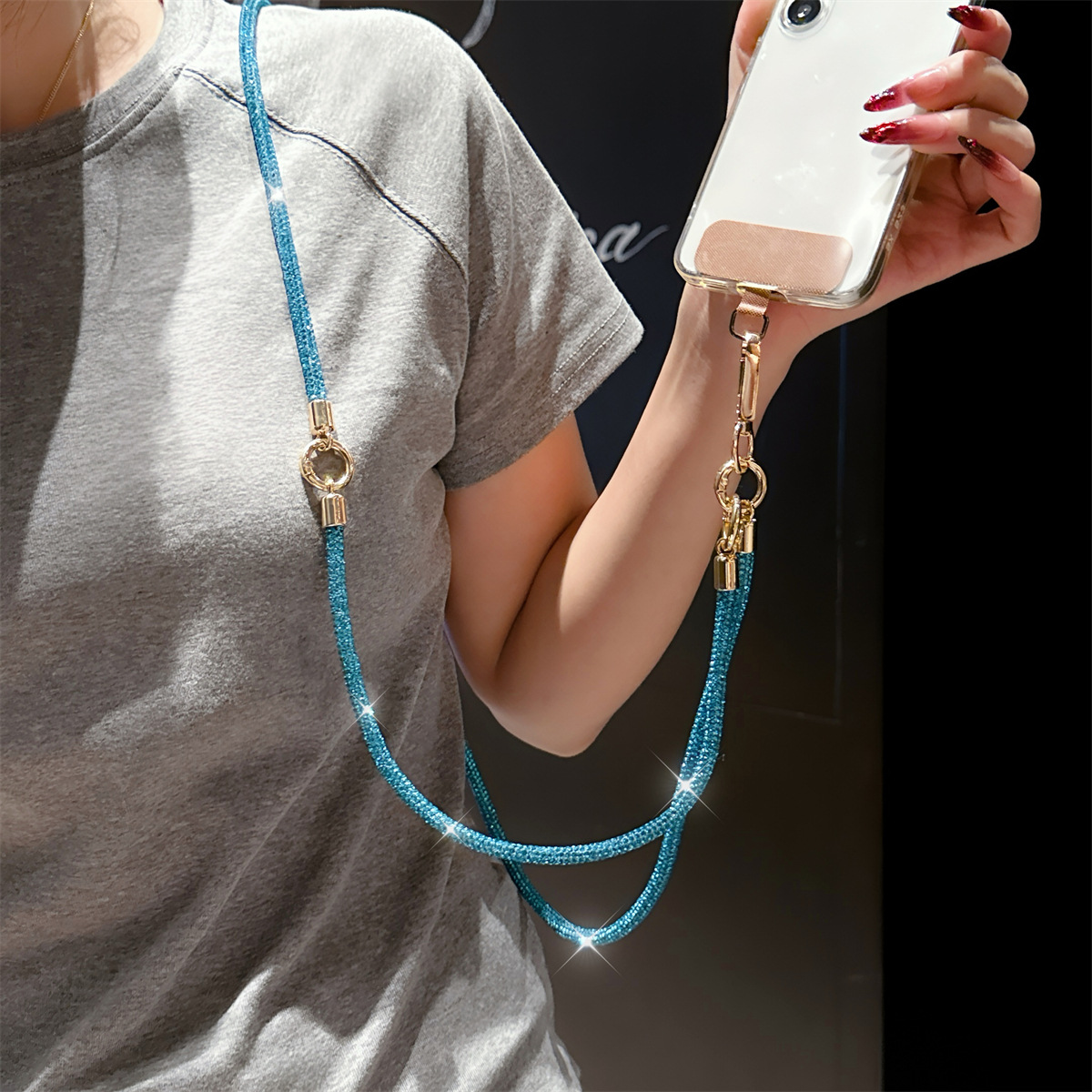 3-in-1 Rhinestone Crossbody Lanyard Luxury Full Diamond Strong Anti-loss Detachable Necklace Hand Chain Anti-loss