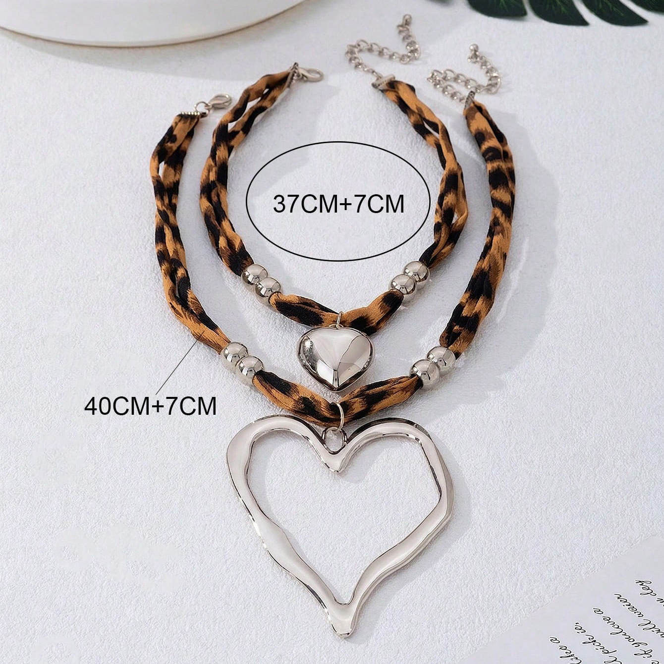 Accessories Imitation Pearl Bead Chain Double Necklace for Women Niche Big Heart Necklace