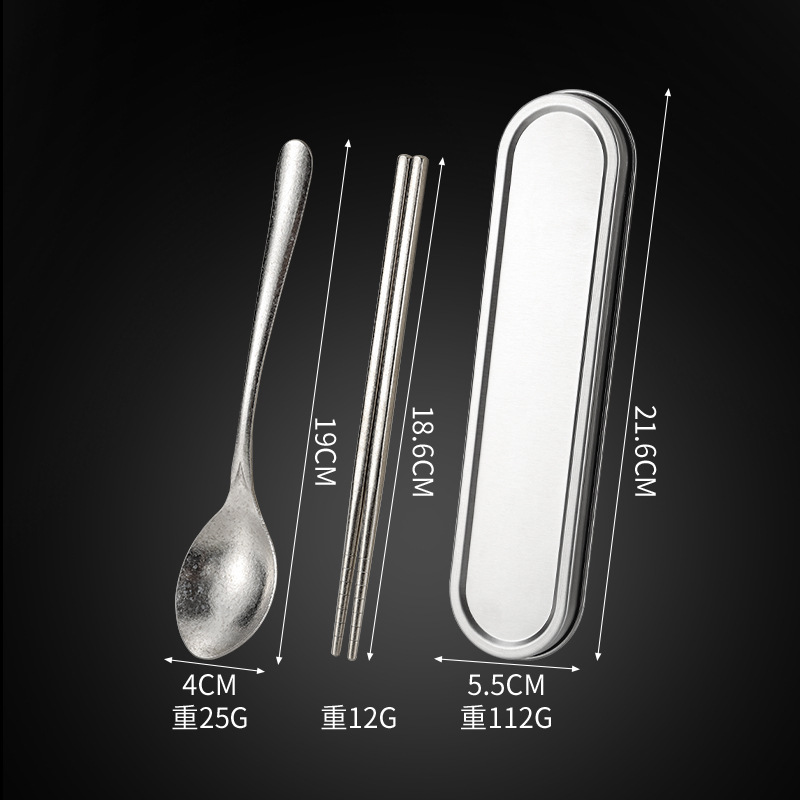 Pure titanium portable cutlery spoon chopsticks set outdoor travel storage box titanium cutlery lightweight camping spoon chopsticks set