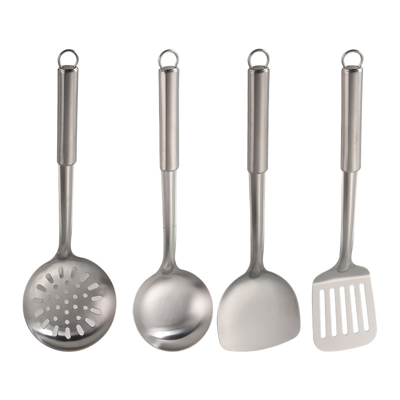 Thickened Stainless Steel Spatula Frying Spoon Slotted Spoon Frying Spatula Kitchen Utensils Set Frying Iron Spatula Home Kitchen Anti-Scald